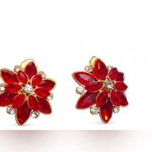 Elegant Red Floral Earrings